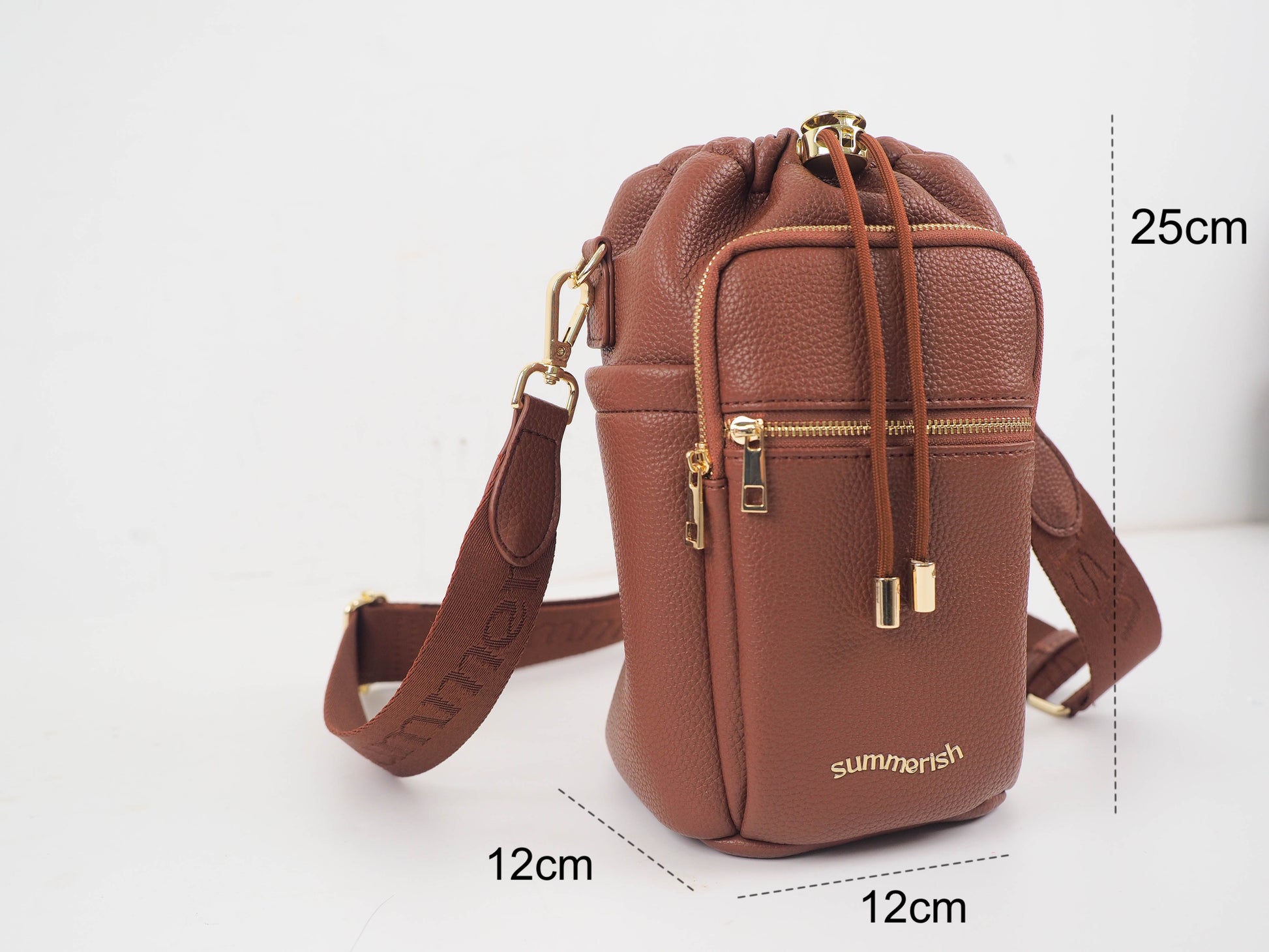 Brown water bottle bag measurements