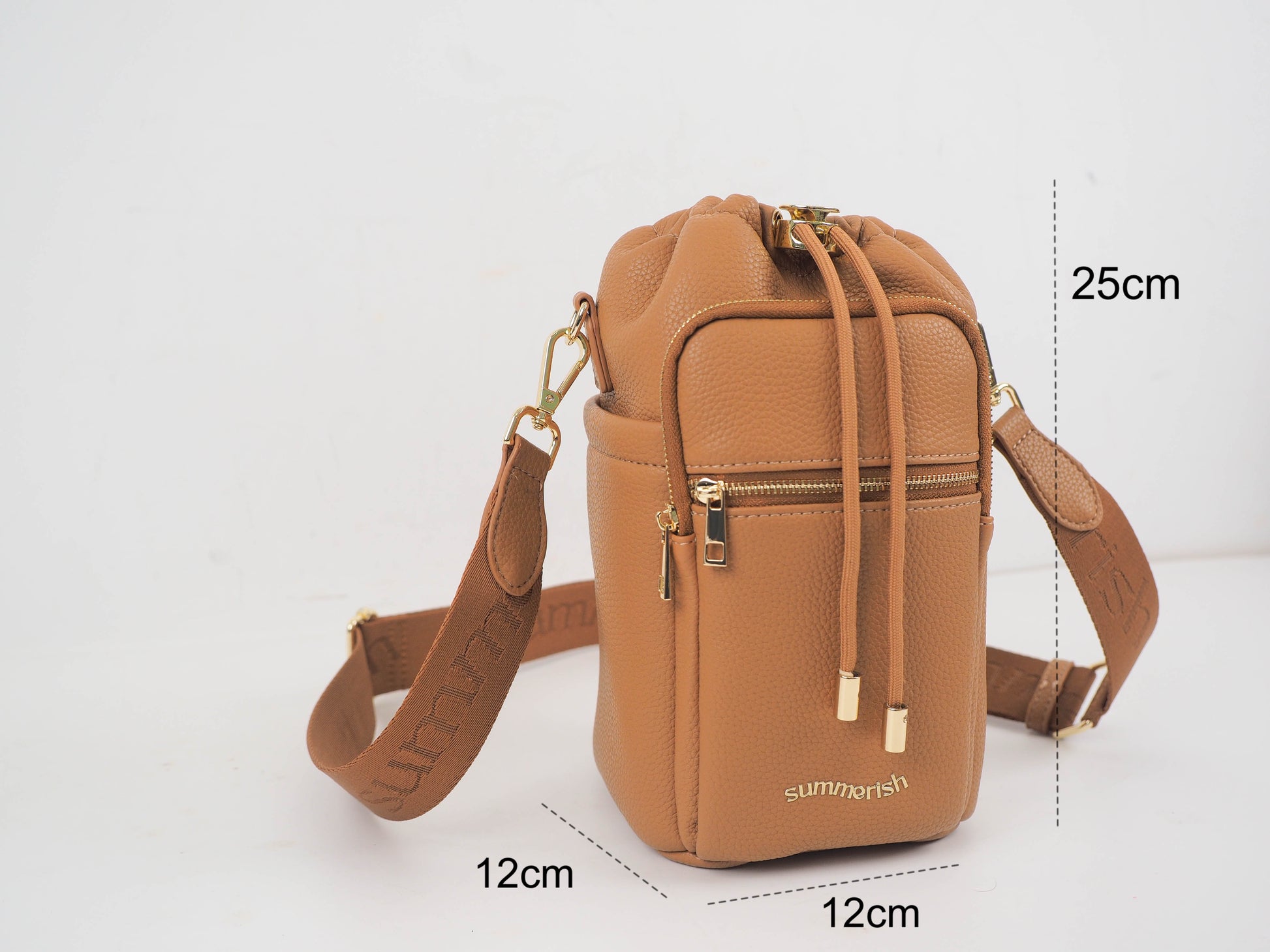 Tan water bottle bag measurements