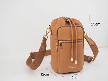Tan water bottle bag measurements