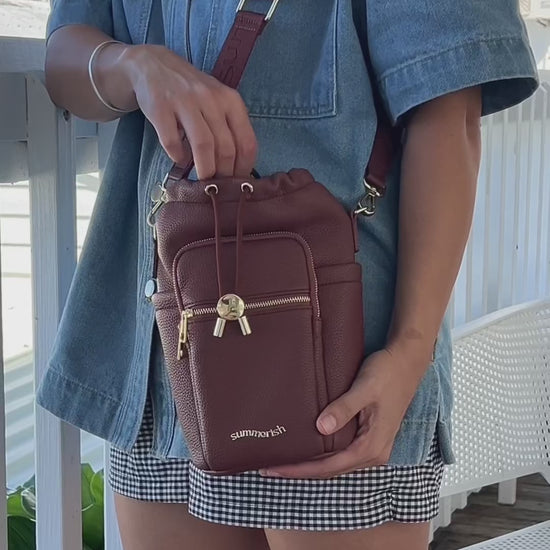 Brown water bottle bag video