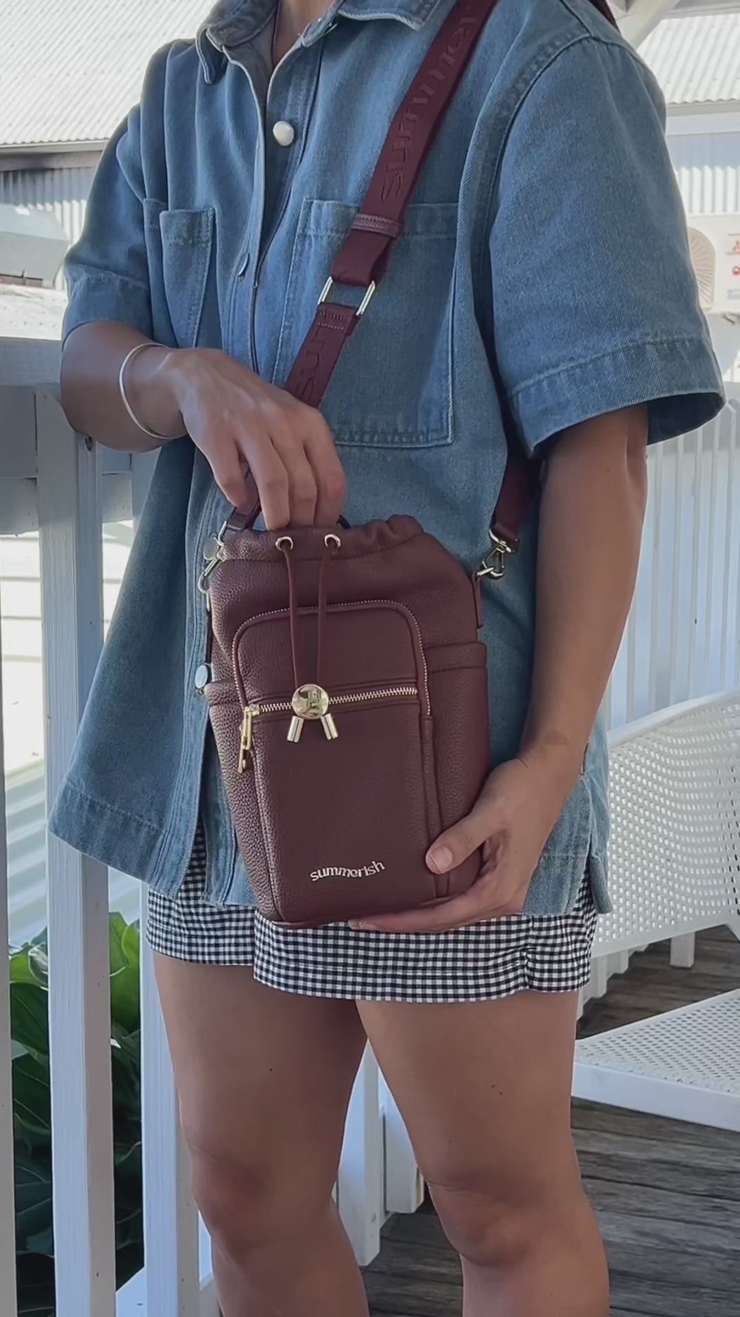 Brown water bottle bag video